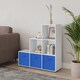 image 3 of 6-Cube Step Shelving Unit With Non Woven Inserts | White | White & Dark Blue | 1