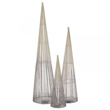 LED Tree Cone Obelisk Trio with 90 LEDs in Silver