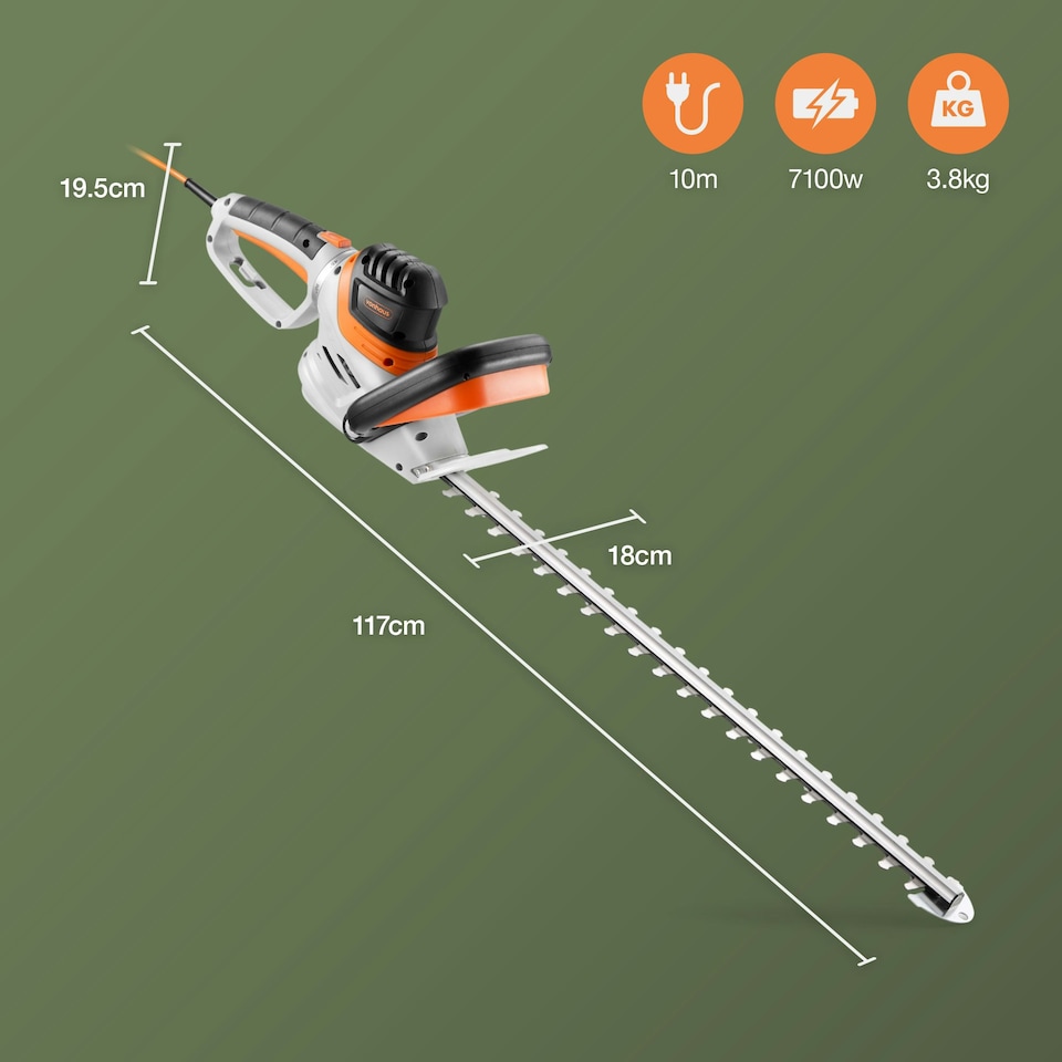 image 1 of VonHaus Hedge Trimmer 710W with Blade Cover & 10m Cable