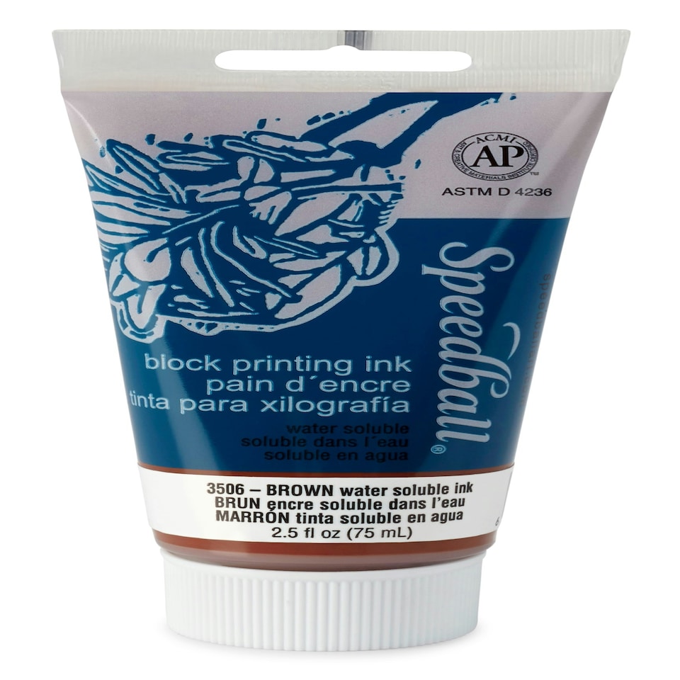 Speedball Water-Soluble Block Ink, Brown, 2.5oz