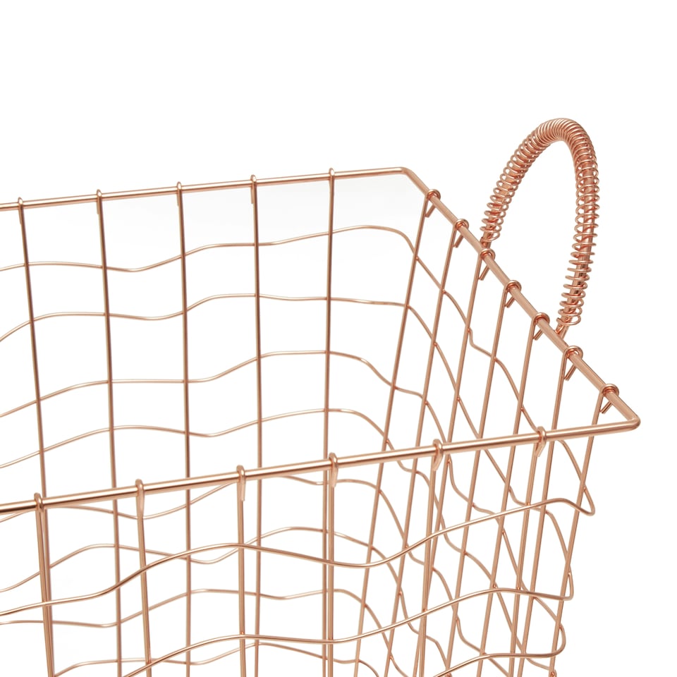 image 1 of Interiors By Premier Stylish Copper Plated Basket, Functional Wireframe Basket For Kitchen, High Quality Contemporary Basket Gold