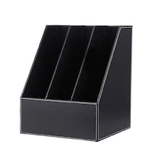 Desktop 3 Slot Magazine Holder Black Organiser 26 x 27 x 34cm