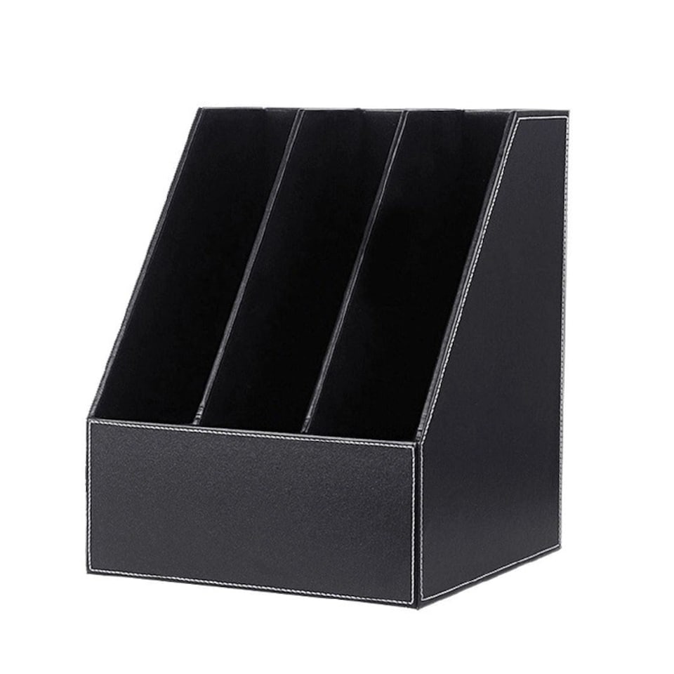 image 1 of Desktop 3 Slot Magazine Holder Black Organiser 26 x 27 x 34cm