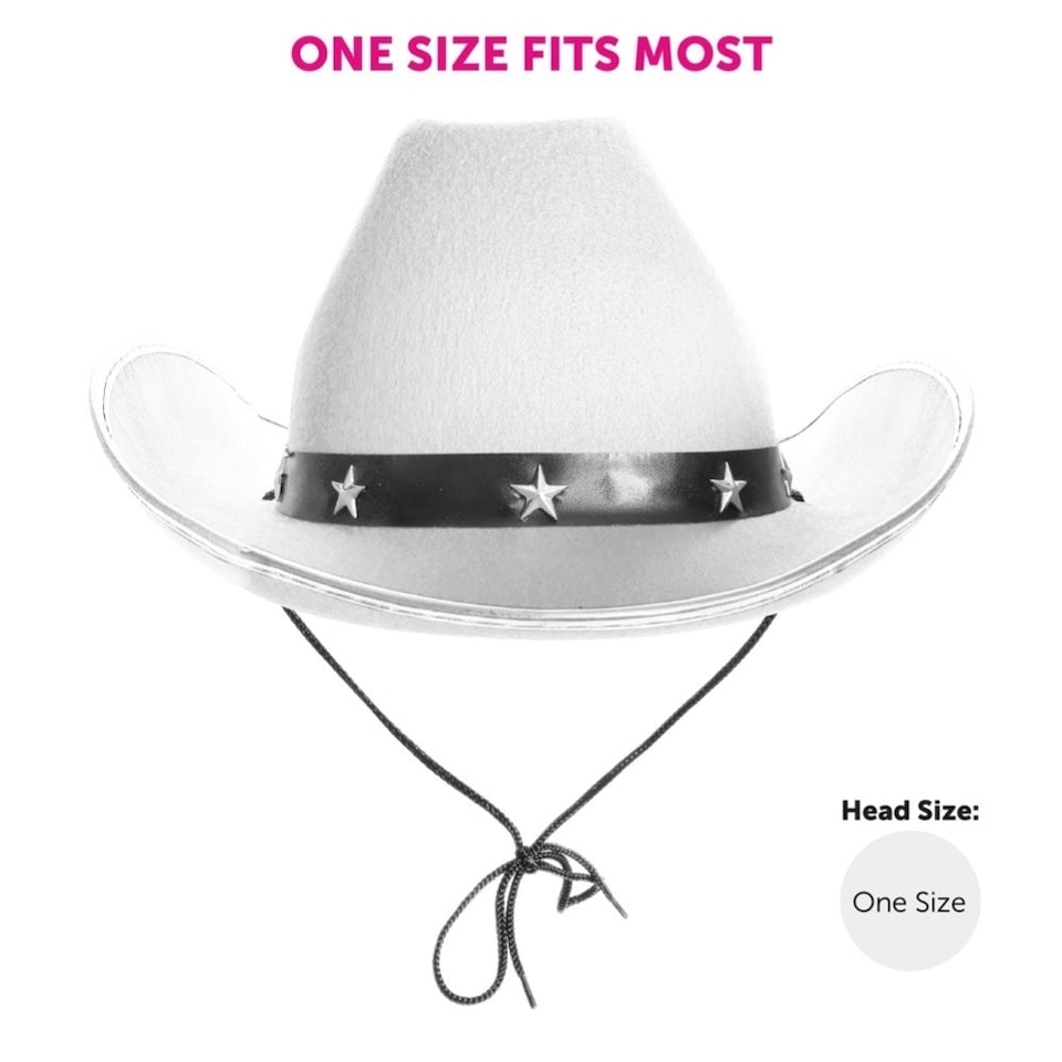 image 1 of Star Studded Cowboy Hat – Western Fancy Dress Accessory (Comes in Multiple Colours) Red | One Size
