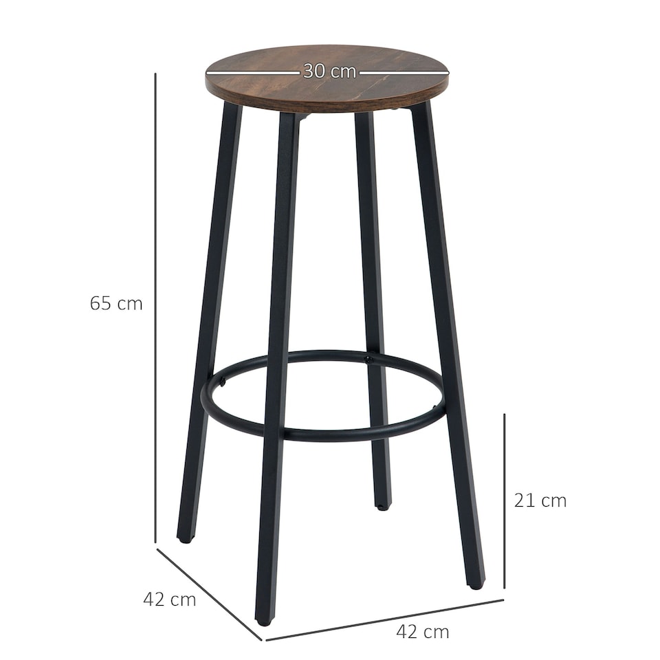 image 1 of HOMCOM Bar Stools Set of 2 Counter Height Bar Stools for Dining Room Kitchen