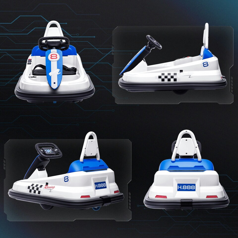 image 1 of HOMCOM 6V Kids Bumper Car, 360° Rotation Waltz Car w/ 2 Speeds - White