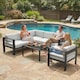 image 8 of Outsunny Garden Corner Sofa Set, Garden Furniture Set with Coffee Table | Grey | Light Grey | Five Plus Seater
