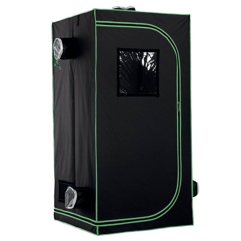 image 1 of Outsunny Mylar Hydroponic Grow Tent w/ Floor Tray for Indoor Plant 80x80x160cm
