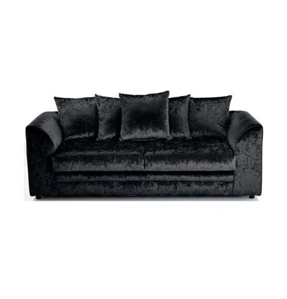 image 1 of CHICAGO CRUSHED VELVET SOFA 3 SEATER IN BLACK