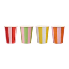 Hootyballoo Bright Banquet Striped Paper Cups - Pack of 8