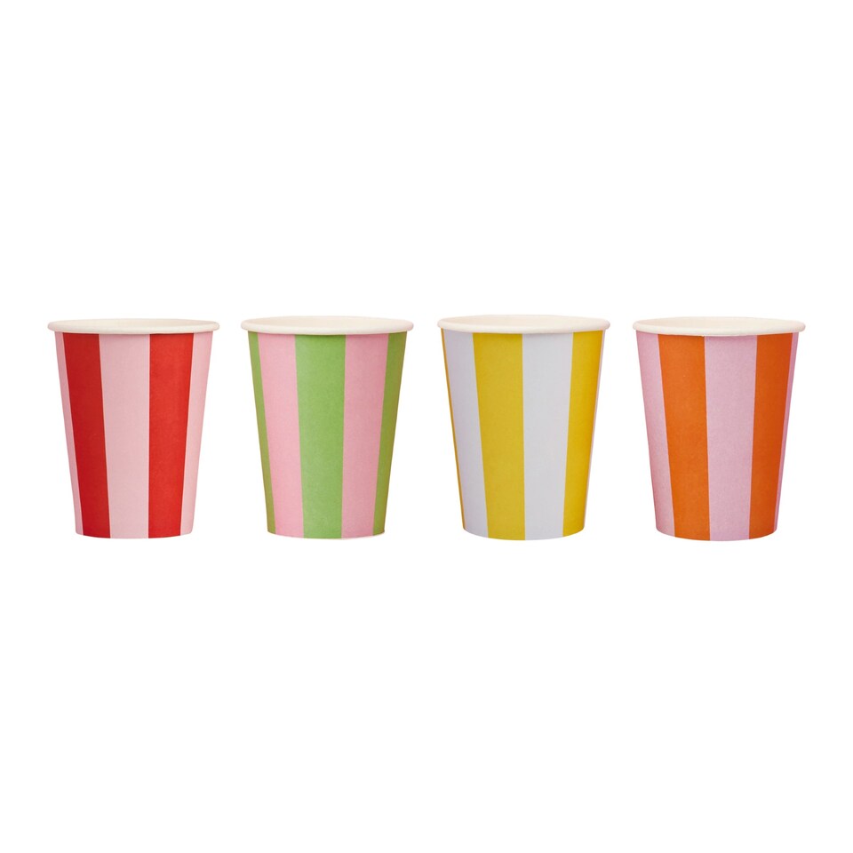 image 1 of Hootyballoo Bright Banquet Striped Paper Cups - Pack of 8