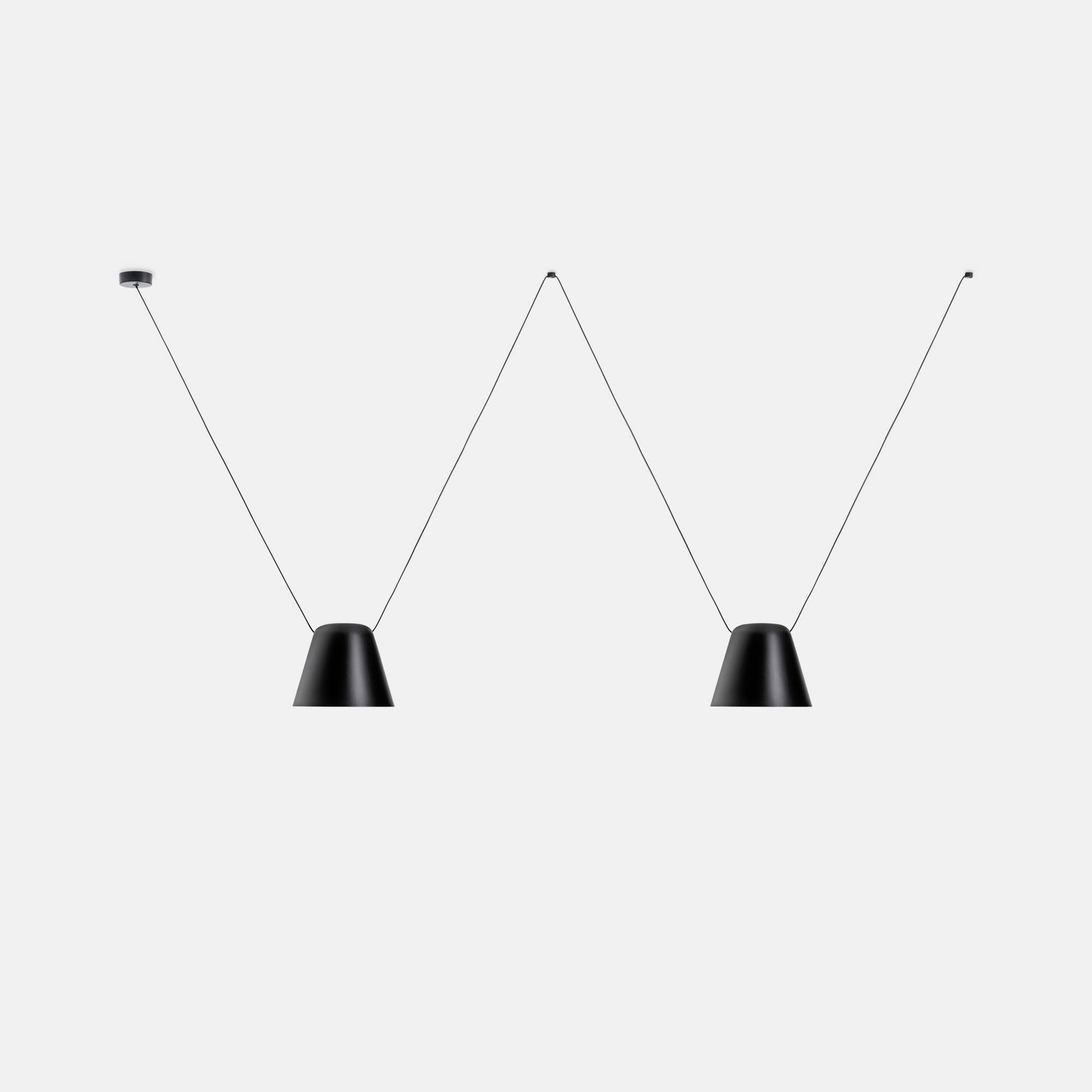 Attic Decorative Hanging Ceiling Pendant Matt Black 2x E27 / 75cm x 200cm
