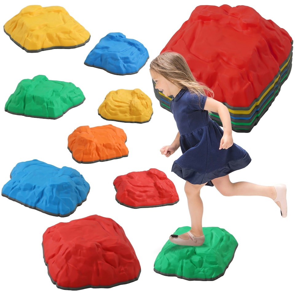 image 1 of AIYAPLAY Balance Stepping Stones, 9-Piece River Stones for Kids, Ages 3-8