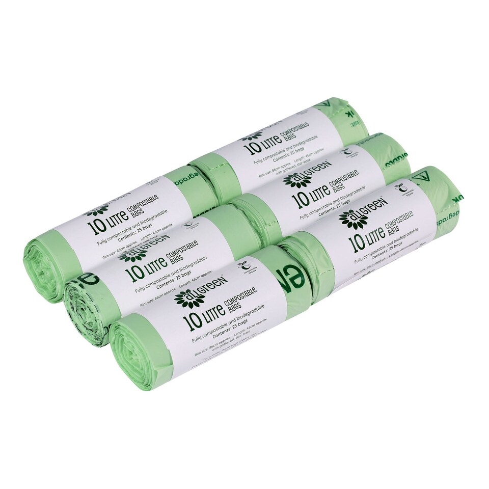 image 1 of All-Green 10 Litre Compostable Food Waste Bin Liners - 6 Rolls