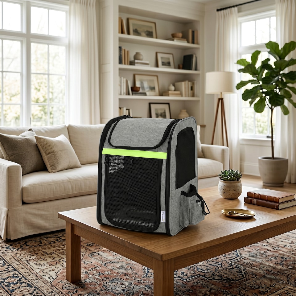 image 1 of PawHut Dog Carrier Backpack Expandable for Small Puppy Cat for Travel Hiking