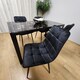image 3 of Black Marble Effect Glass Dining Table with 4 Black Velvet Chairs Dining Room Set
