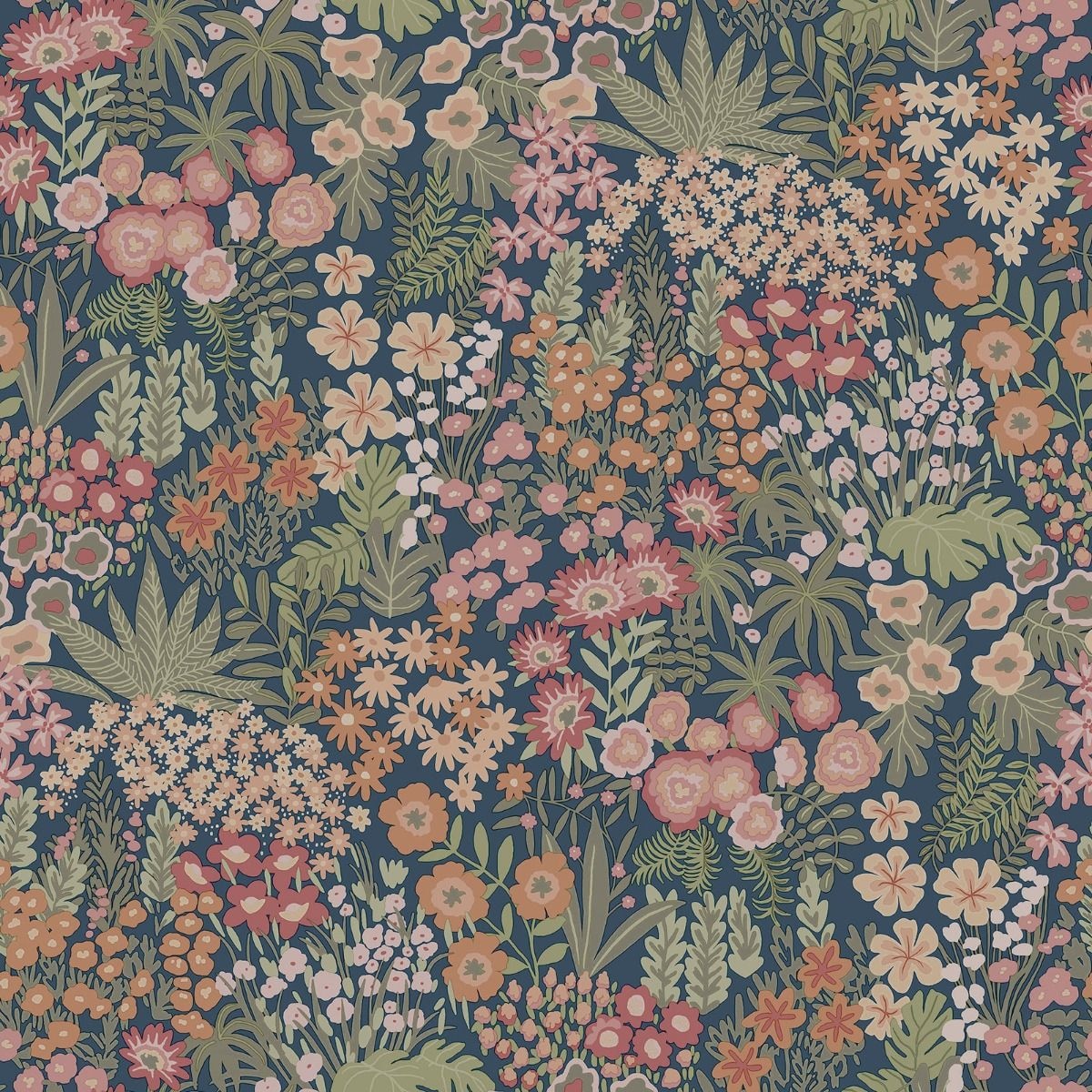 Holden Decor Everbloom Floral Textured Wallpaper Multi Navy/Multicoloured 1