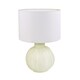 image 4 of Contemporary Opal White Glass Table Lamp in Leaf Design and Ivory White Shade | White
