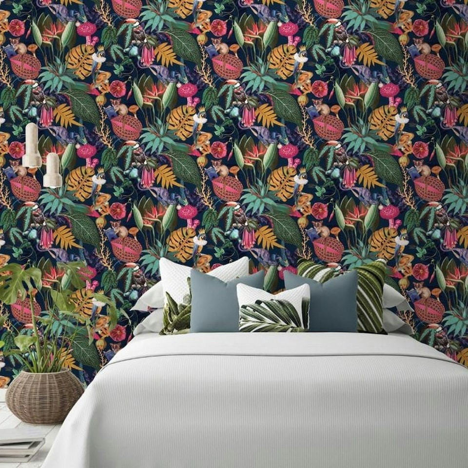 image 1 of Holden Décor Wonderland Tropical Wallpaper - Navy Blue - 10m x 53cm | Blue