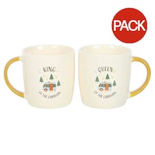 Something Different Camping King And Queen 400ml Mug (Pack of 2) - Beige/Yellow - One Size