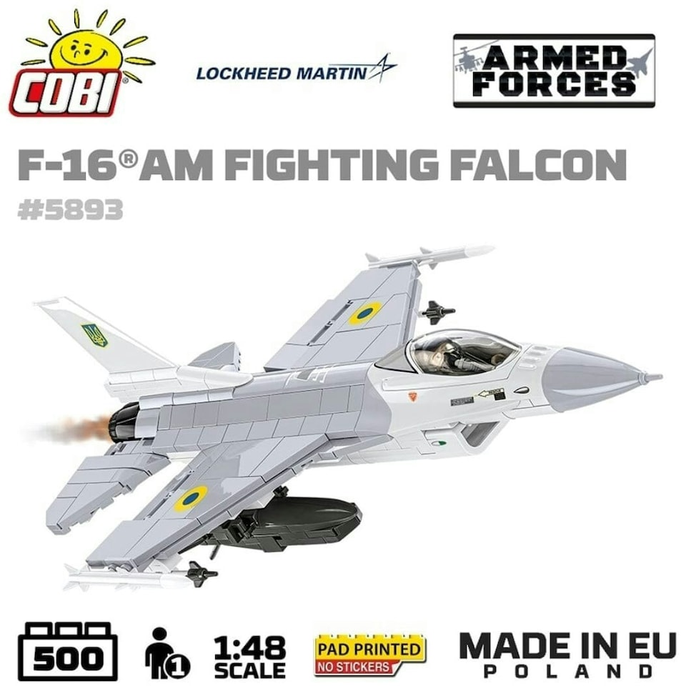 image 1 of F-16 AM Fighting Falcon plane brick model - COBI 5893 - 500 bricks