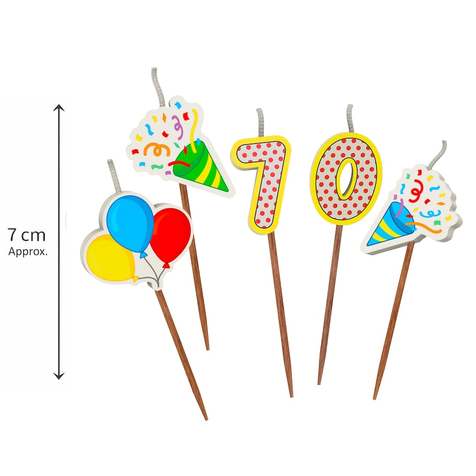 image 1 of Milestone Birthday Cake Candle Set Age 70