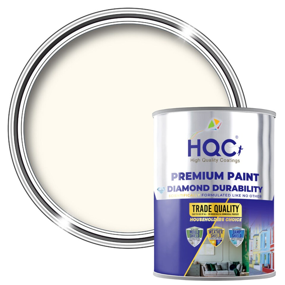 image 1 of HQC Masonry Paint -  Weatherproof & Long-lasting Protection For All Exterior Walls - White - 5L