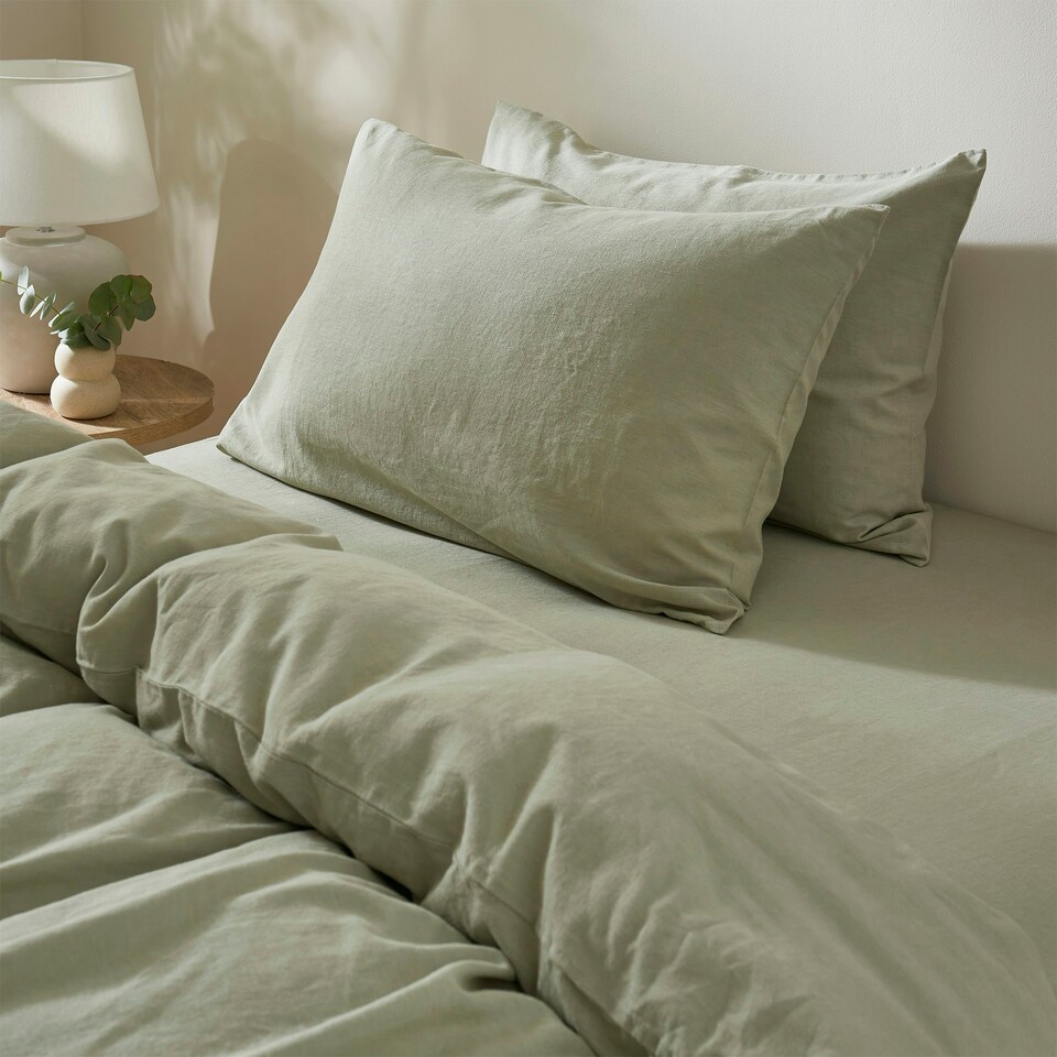 image 1 of Touch Of Linen - Pistachio Green - Pillowcase Pair Green | Pistachio Green