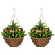 image 1 of Outsunny 2 PCs Artificial Lisianthus Flower Hanging Planter Basket Orange