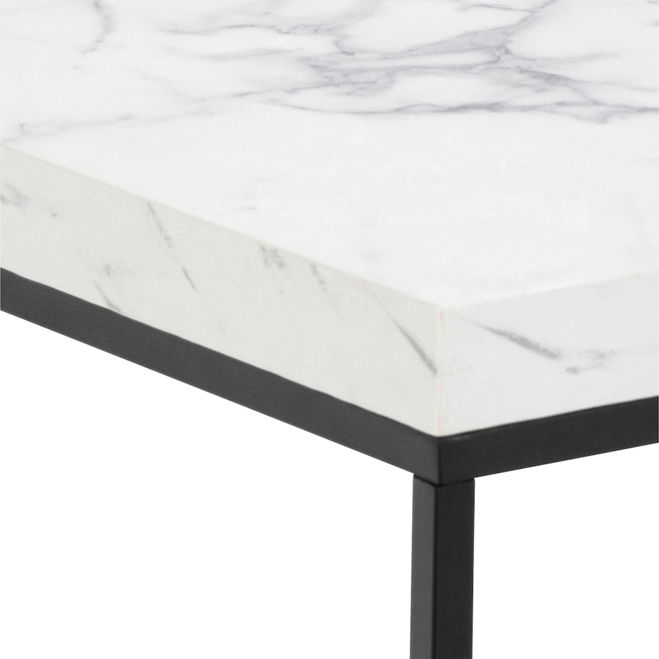 image 1 of Barossa Coffee Table with White Marble Effect Top & Black Base 40cm