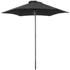 Outsunny 2m Parasol Patio Umbrella, Outdoor Sun Shade with 6 Ribs Black