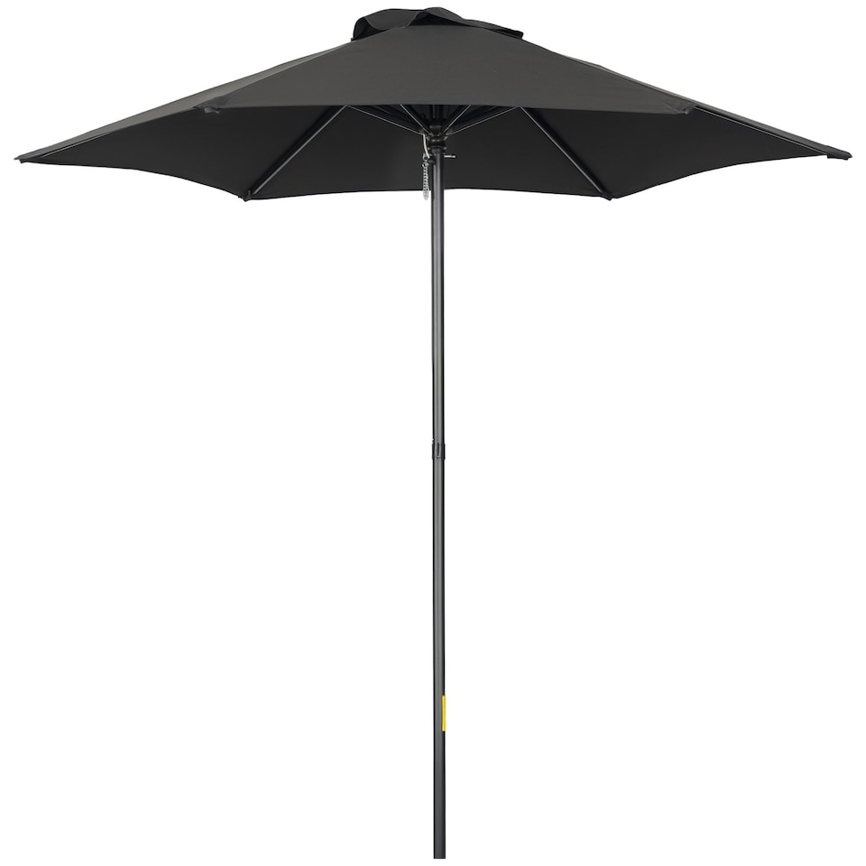 image 1 of Outsunny 2m Parasol Patio Umbrella, Outdoor Sun Shade with 6 Ribs Black