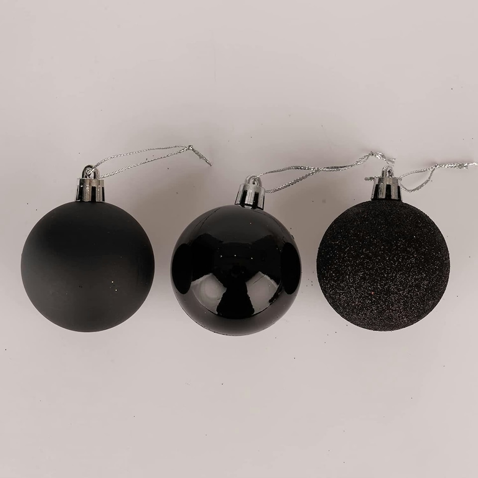 image 1 of 50mm/9Pcs Christmas Baubles Shatterproof Black,Tree Decorations