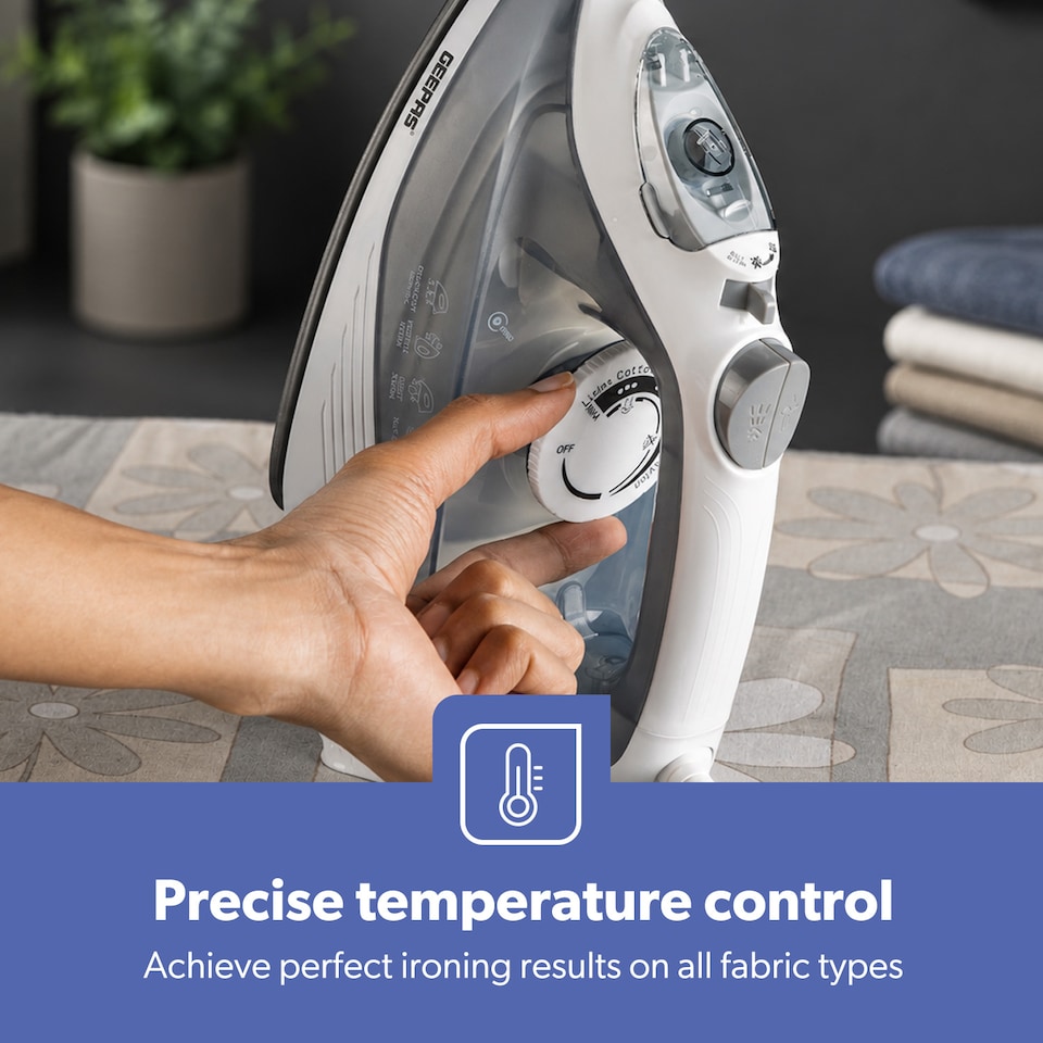 image 1 of GEEPAS Steam Iron With Nonstick Soleplate 1750W Grey