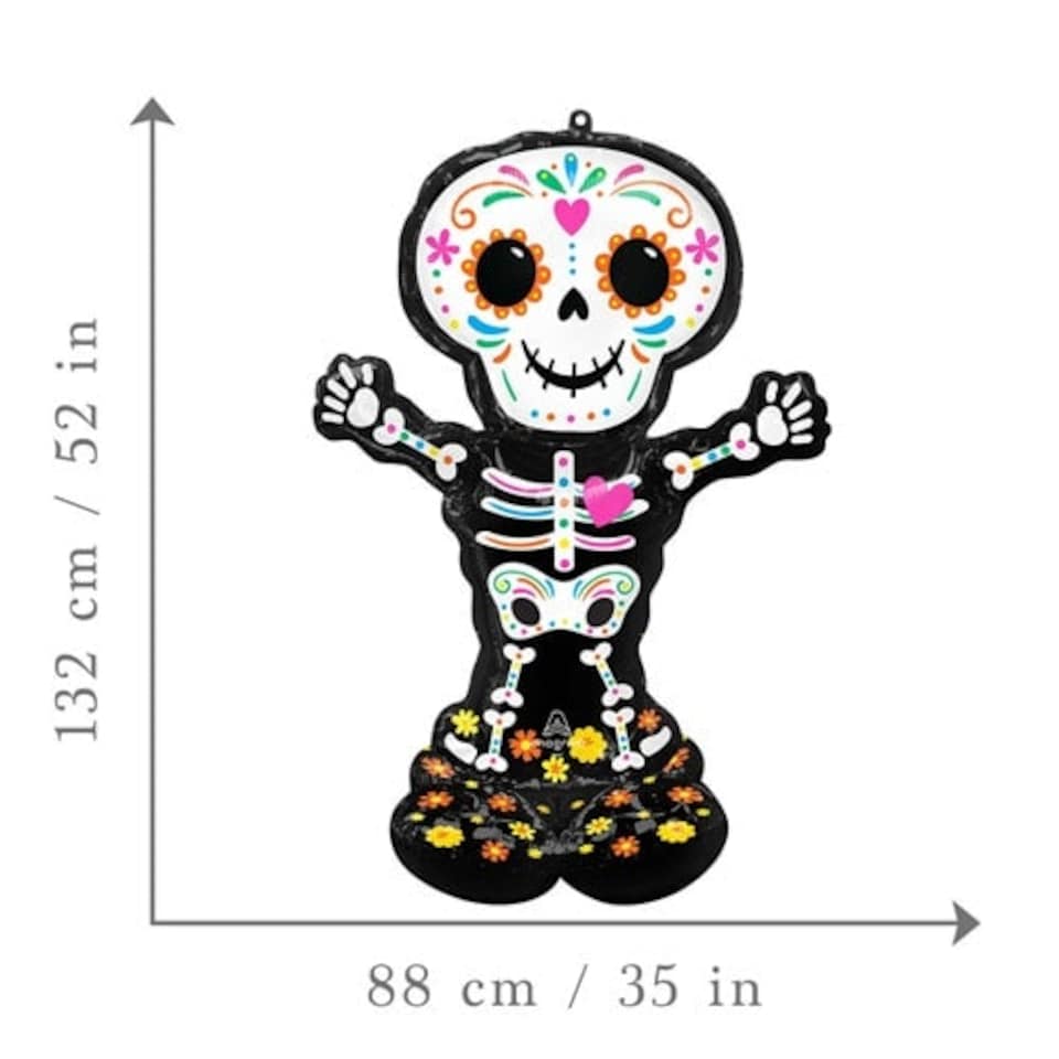 image 1 of Halloween Standing Skeleton Airloonz Air Fill Giant Foil Balloon 132cm / 52 in