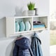 image 2 of Coat Hook Wall Mounted Unit 2 Open Shelves 4 Robe Hooks Bathroom Hallway | White