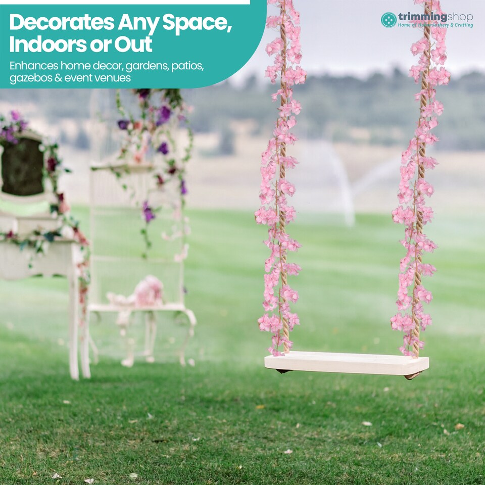 image 1 of 180cm Cherry Blossom Flower Garland, 144 Blooms with No Wire Hanging Flowers