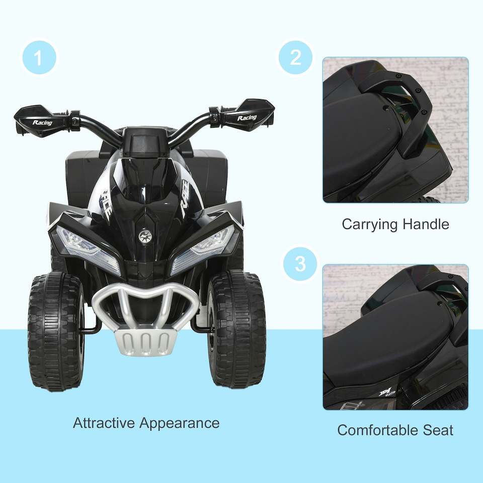 image 1 of HOMCOM No Power Quad Toddler Ride on Car Foot-to-Floor Sliding Black