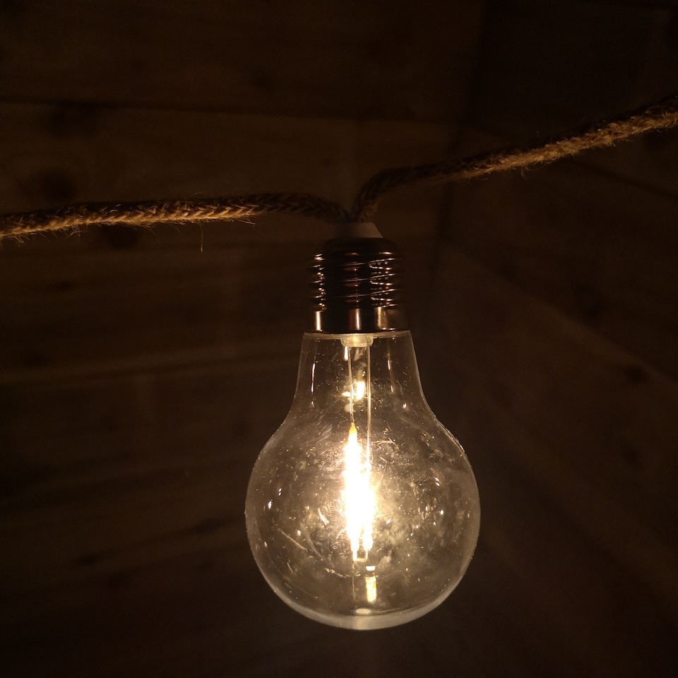 image 1 of 10 A60 Bulb 4.5m Jute Rope Party Festoon Outdoor Lights in Warm White | White | Warm White