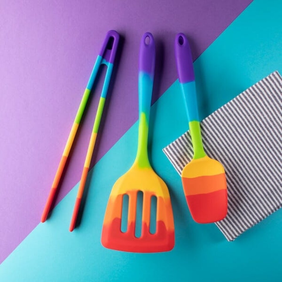image 1 of Taylor's Eye Witness Rainbow Silicone Spatula Spoon