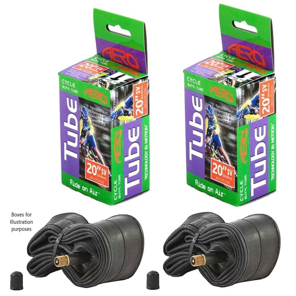 image 1 of Aero Sport Set x 2 Butyl 20" x 1.75-2.125 MTB Bike Bicycle Inner Tubes Schrader Valve