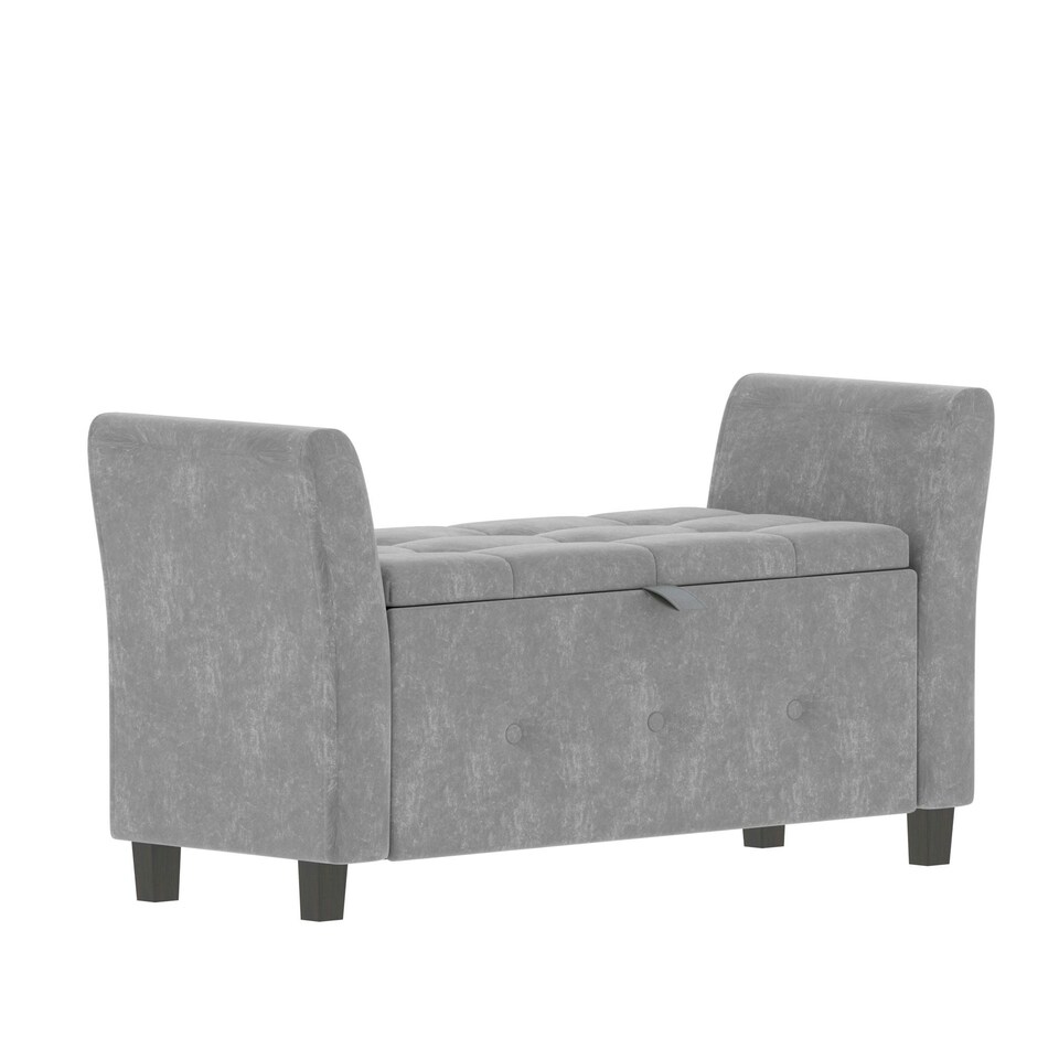 image 1 of Vida Designs Seville Storage Ottoman Bedroom Hallway Chest Bench, Crushed Velvet Silver Silver | Crushed Velvet Silver