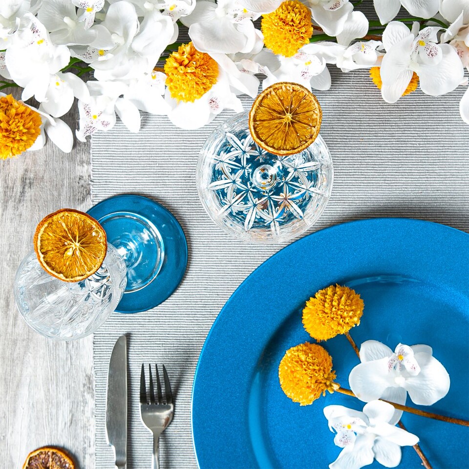 image 1 of Argon Tableware Metallic Charger Plates - 33cm - Blue - Pack of 6 | Blue | Blue