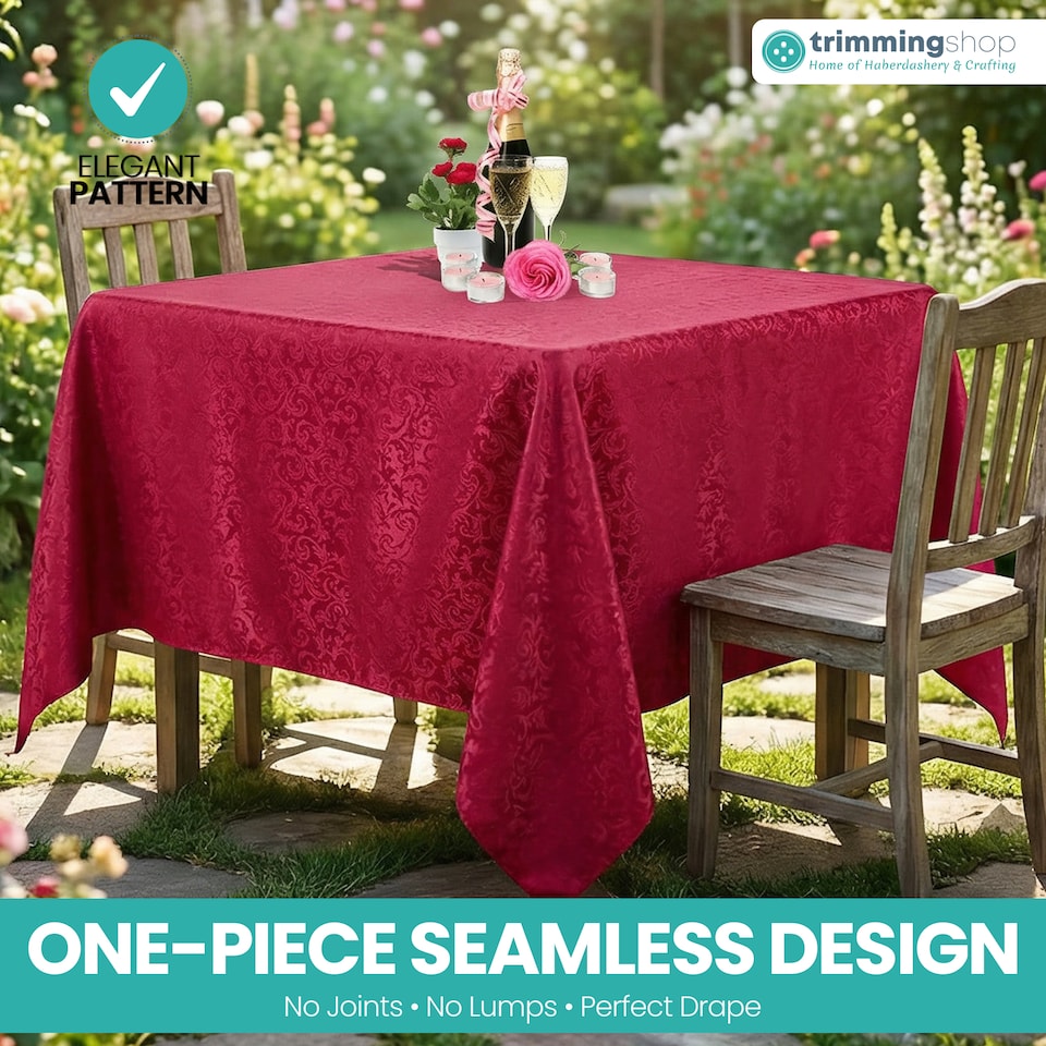 image 1 of Square Damask Table Cloth, Soft Washable Table Cover - 90" x 90"