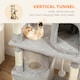 image 6 of PawHut Cat Tree, 170 cm Large Cat Tower with 7 Scratching Posts, 1 Tunnel, 2 Condos, 1 Hammock, 1 Perch, 1 Ramp, 3 Platforms, 2 Pompoms, Multi-Level Kitty House for Indoor Kittens, Light Grey