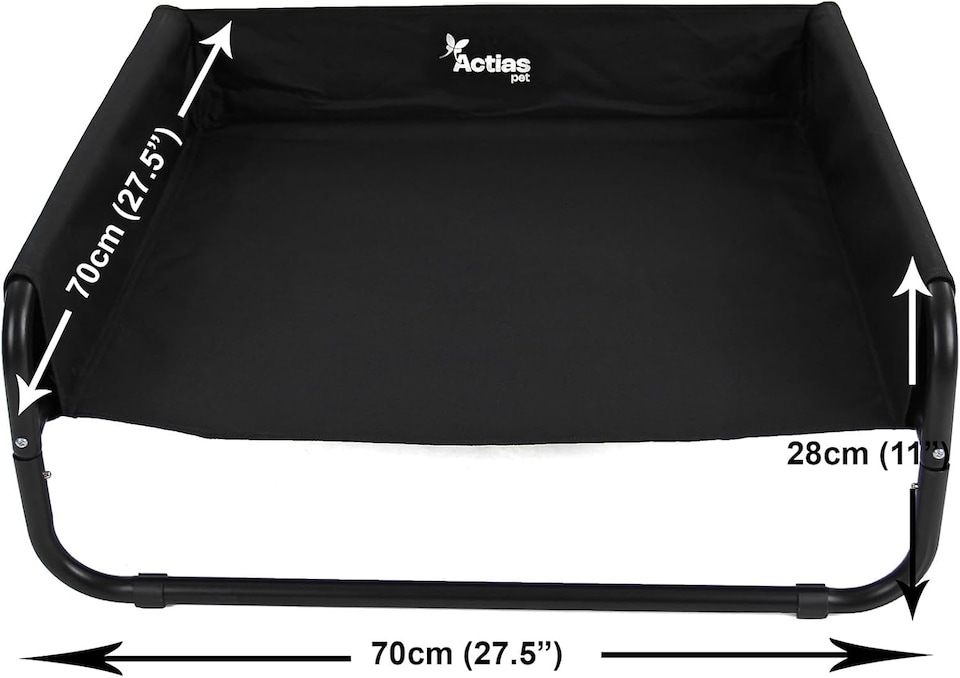 image 1 of Actiaspet Elevated Dog Bed Steel Frame Raised Pet Cot Black or Grey (Black, Medium)