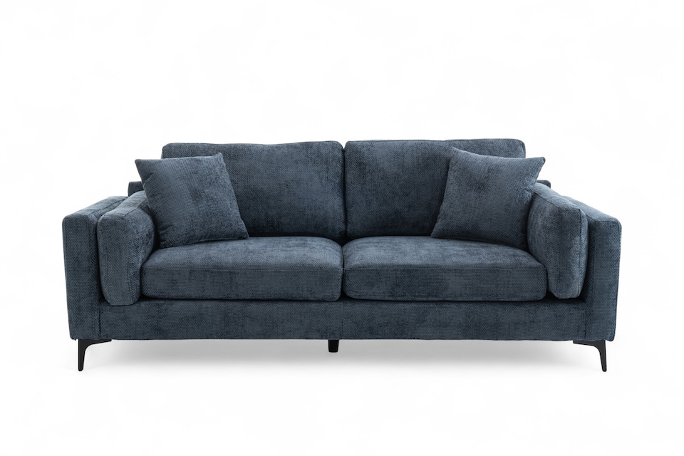 image 1 of Woven Chenille Blue 3 Seater Sofa MARGHERA