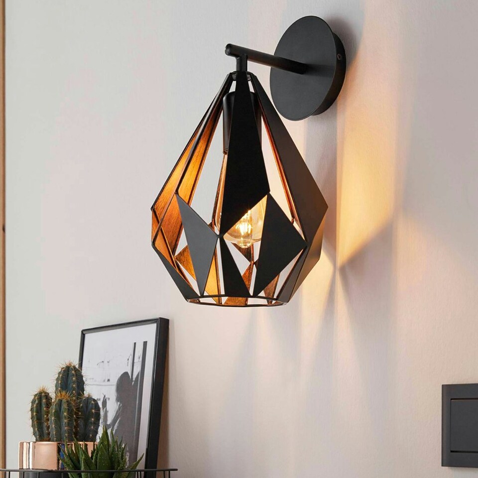 image 1 of EGLO Carlton 1 Industrial Vintage Wall Light WBS Black