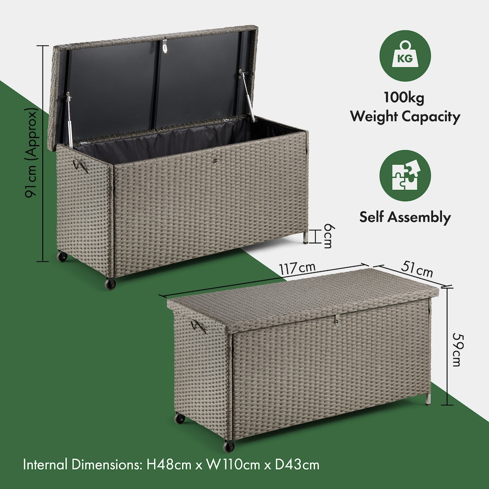 image 1 of VonHaus Rattan Effect with Lockable Lid Garden Storage Box 290L