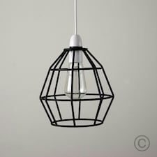 ValueLights Contemporary Matt Black Metal Basket Cage Pendant Ceiling Light Shade